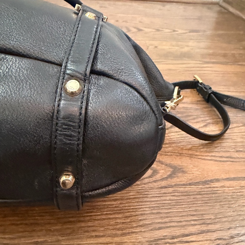 MICHAEL KORS BEDFORD BELTED Black Pebbled Leather Gold Hardware Satchel Bag - Picture 6 of 10